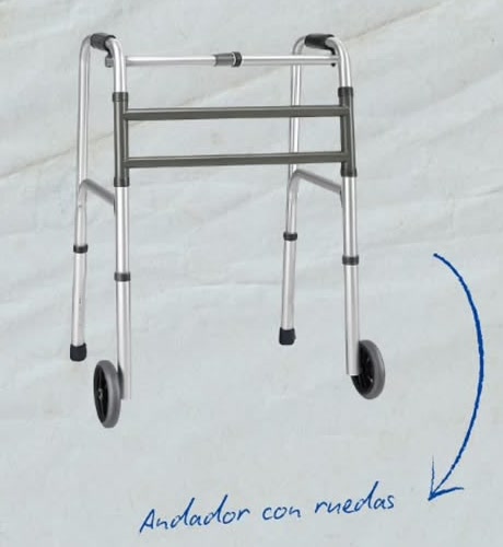 Andador de aluminio con ruedas delanteras