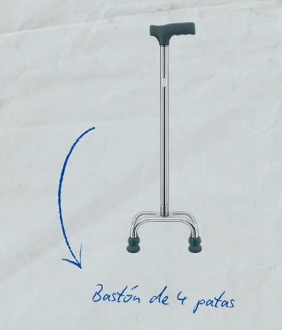 Bastón de aluminio de cuatro patas